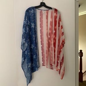 Red white and blue cardigan